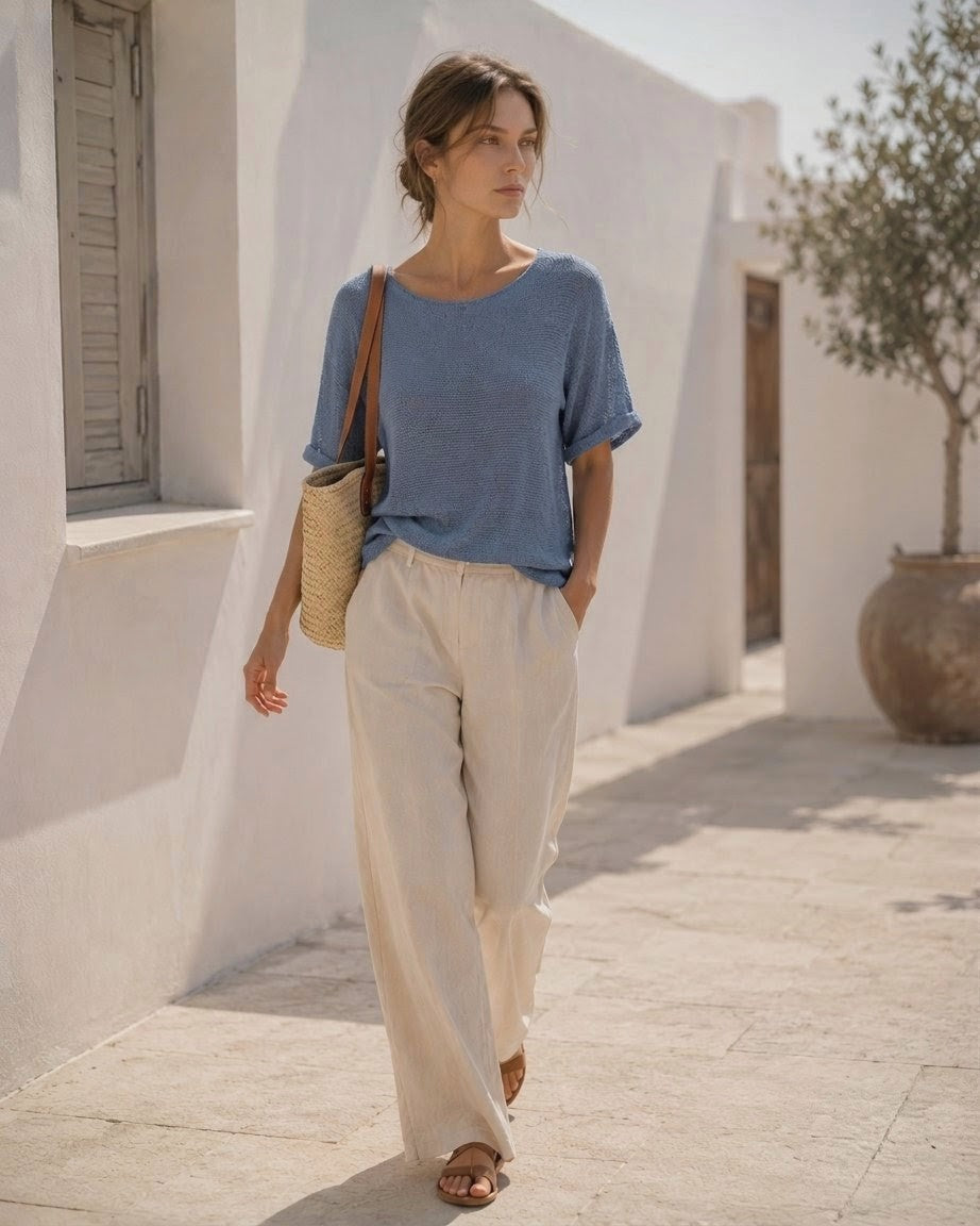 Camiseta de Punto Nerea - Azul lavado